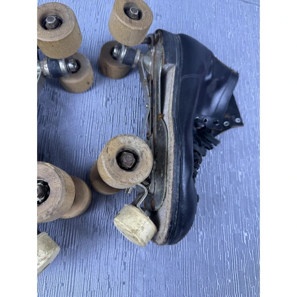 Vintage Chicago Mens Rink Roller Skates Size 9 Black Leather Quad ARROW Wheels